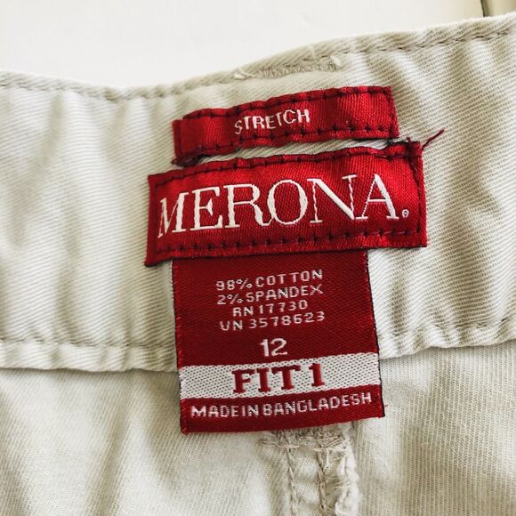 MERONA WOMEN'S CLASSIC CAPRI CROP CHINOS PANTS SIZE 12 STRETCH LIGHT GREY - Picture 9 of 9